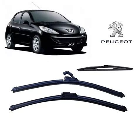 Kit 3 Palhetas Limpador Parabrisa Diant Tras Peugeot 207 Parcelamento