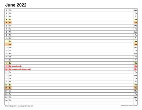 June 2022 Calendar Printable With Lines