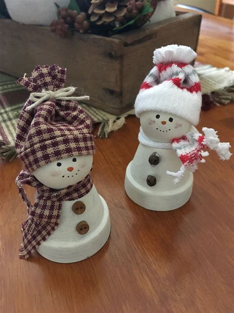 Snowmen Made From Mini Clay Pots C