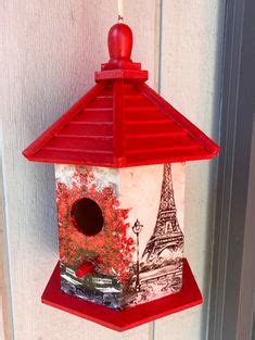 Original Design Gazebo Handmade Birdhouse Bright Red Roof And Base