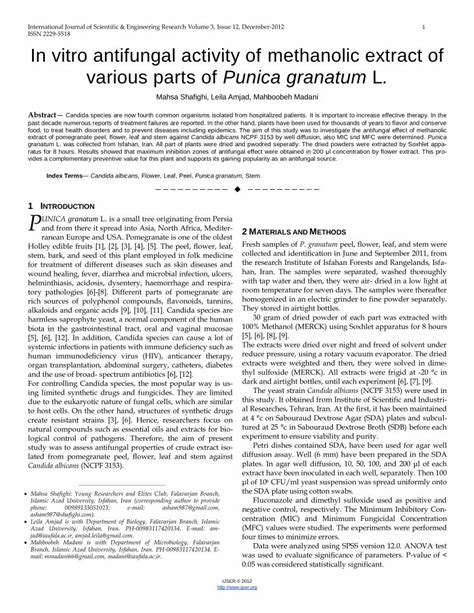 Pdf In Vitro Antifungal Activity Of Methanolic Extract Of In