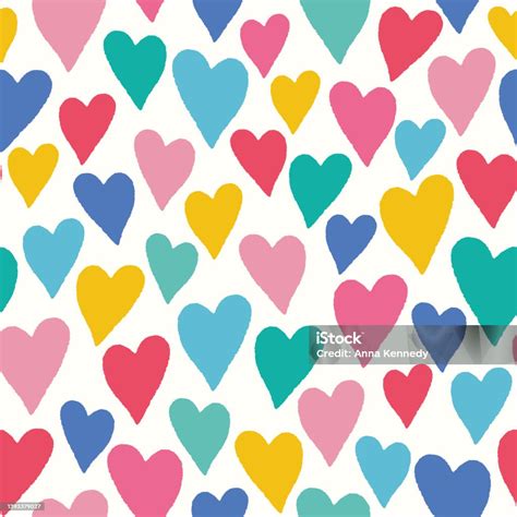 Heart Back Ground Pattern Vector Seamless Repeat Of Hand Drawn Textured