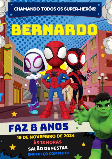 Convite Anivers Rio Spidey E Seus Amigos Edite Gr Tis Nosso