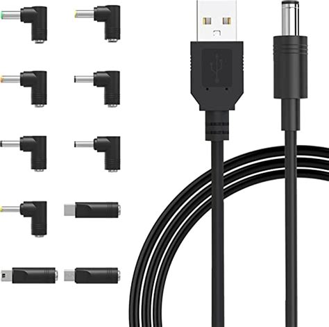 BERLS USB To DC Cable 5V Power Cord Charger Plug 5 5 X 2 1mm Barrel