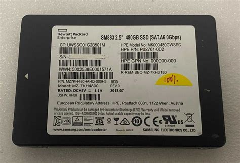 HPE P02761 002 480GB SATA 6G Mixed Use MK000480GWSSC 2 5 SSD 100