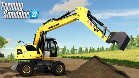 Farming Simulator Liebherr C Wheel Excavator Digs Dirt Out Of A