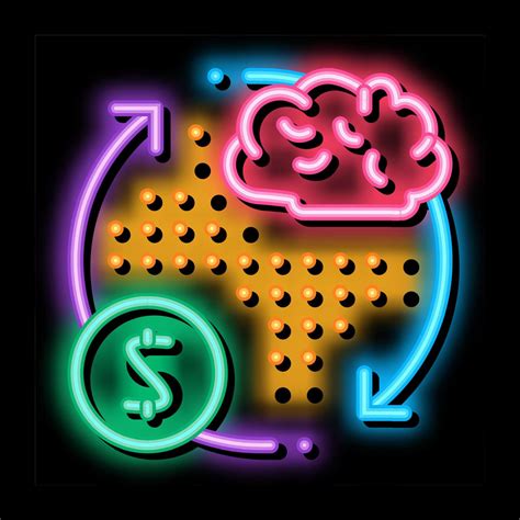 Brain Cycle And Money Neon Glow Icon Illustration Vector Art