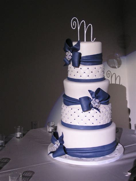 Navy Blue And White Wedding Cake - CakeCentral.com