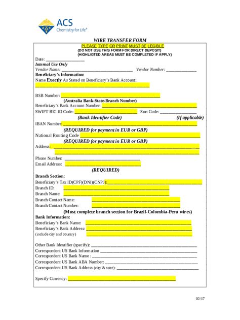 Wire Transfer Authorization Vendors Doc Template PdfFiller