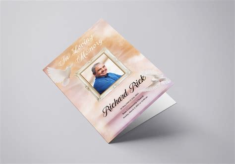 Heaven Dove Funeral Program Template Printable Obituary Etsy