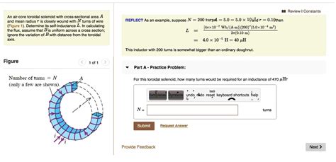 Solved An Air Core Toroidal Solenoid With Cross Sectional Area And