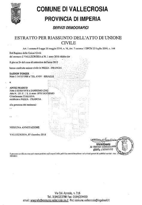 Estratto Di Unione Civile