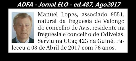 Notas De Bito Publicadas No Jornal Elo Da Adfa De Agosto De