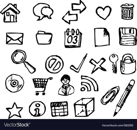 Doodle computer icons Royalty Free Vector Image