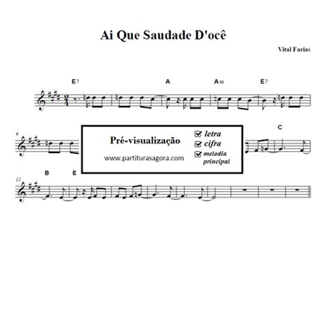 AI QUE SAUDADE D OCÊ Vital Farias PARTITURA Partituras Agora