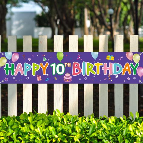 Colorful 10th Birthday Yard Sign Happy 10th Birthday Banner Happy Birthday Banner Happy