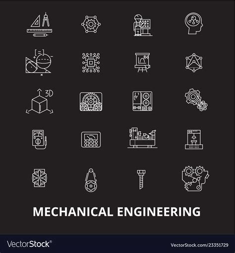 Mechanical Engineering Editable Line Icons Vector Image