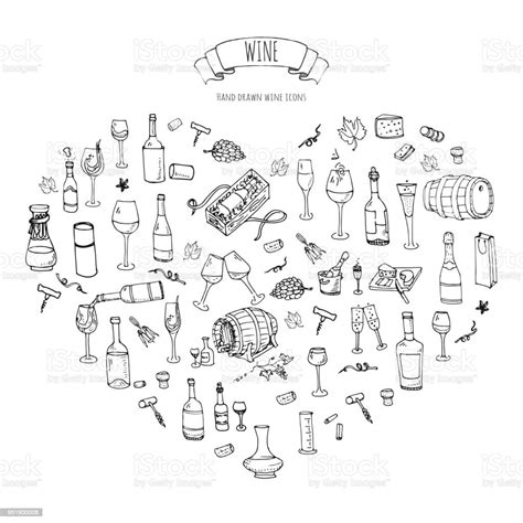 Wine Set Icons Stock Illustration Download Image Now Wine Doodle