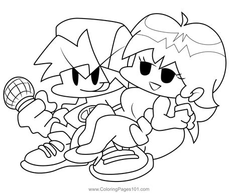 Boyfriend Holding Girlfriend Friday Night Funkin Coloring Page for Kids ...