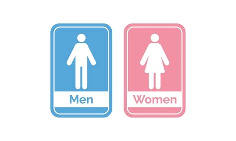 Premium Vector Male And Female Bathroom Sign Colored With Blue And