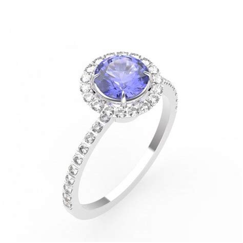 Bague Or blanc Tanzanite Rétromantique L Pavée Engagement rings