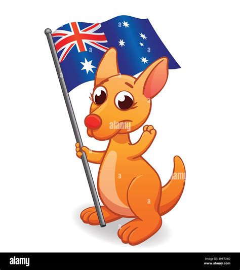 Cute Cartoon Australian Kangaroo Joey Character Illustration With