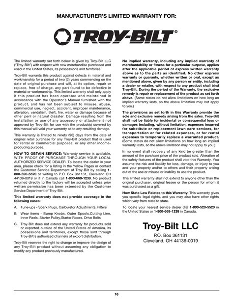 Troy Bilt Tb 240 Owners Manual