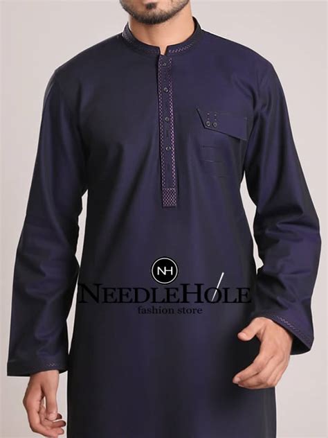 Amir Adnan Navy Blue Kurta Salwar Suit For Men