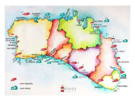 Mapa Calas Menorca Playas Y Calas De Menorca Mapa Con Toda La