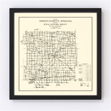 Vintage Map Of Henry County Indiana By Ted S Vintage Art