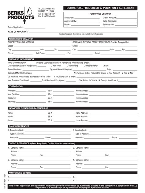 Commercial Fuel Card Application Berks Products Form - Fill Out and ...