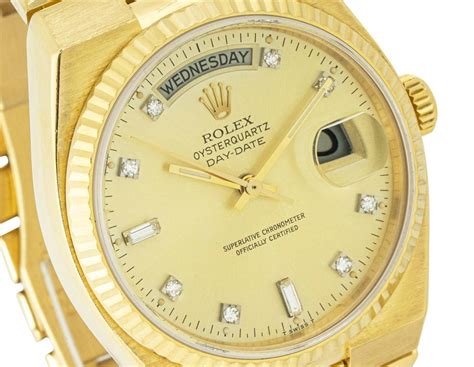 Rolex Oysterquartz Day Date Yellow Gold Diamond Dial 19018 For Sale At