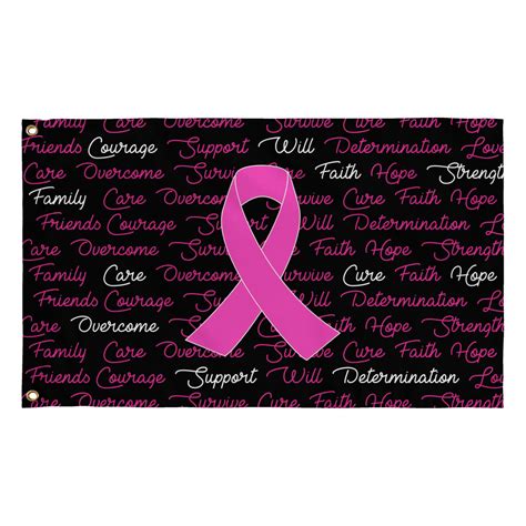 Words Of Hope Pink Ribbon Flag Combat Breast Cancer