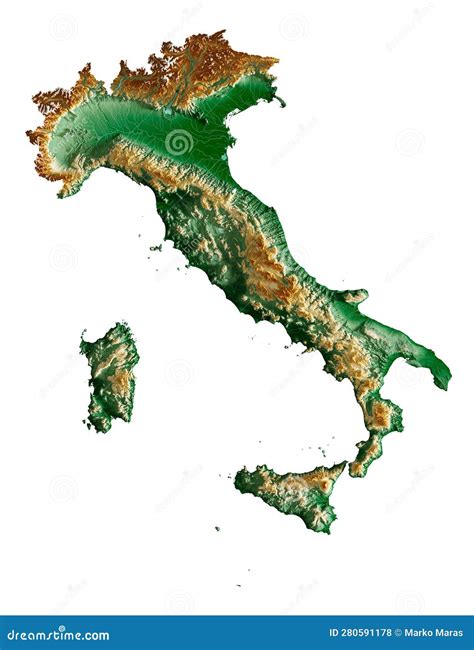 Italy Relief Map Stock Illustration Illustration Of Italia