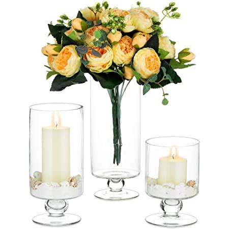 Amazon Cys Excel Glass Hurricane Pillar Candle Holder H W