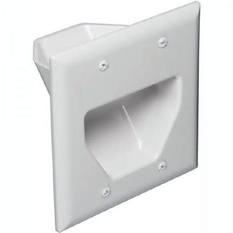 2 Gang Recessed Low Voltage Cable Pass Through Wall Plate White Plugs Jacks And Wall Plates