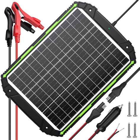 25W 12V Solar Powered Battery Charger & Maintainer, Built-in Smart MPPT ...