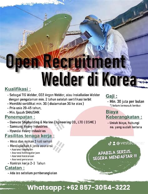 Lowongan Kerja Welder Korea Homecare24