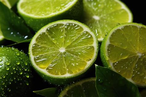 Premium Photo Fresh Limes With Water Droplets On A Dark Background