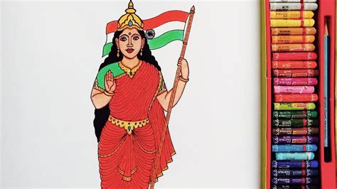 How To Draw Bharat Mata Easily Picture Painting Of Bharat Mata By