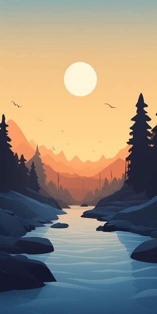 Premium AI Image | Tranquil Floodplain Minimalistic 2d Game Art ...