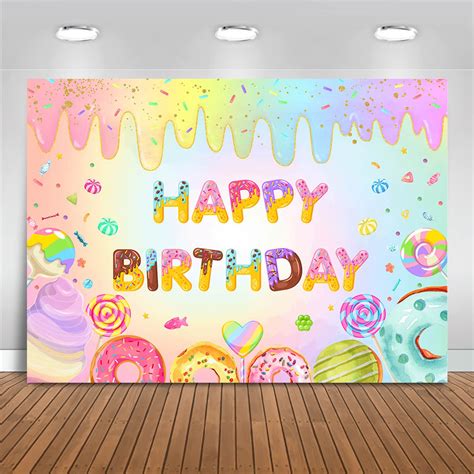 Buy Moca Donut Happy Birthday Backdrop For Girls Sweet Candy Birthday