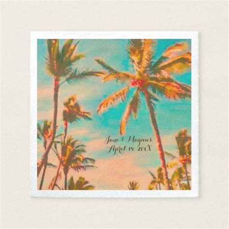 PixDezines Vintage Hawaiian Beach Teal Paper Napkins Zazzle Teal