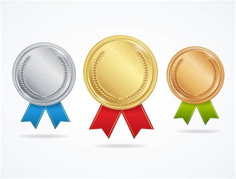 Premium Vector Realistic Metal Award Medals Set Vector