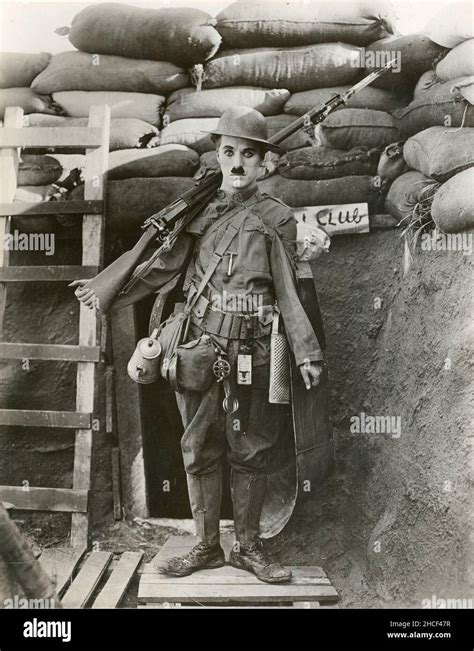 Charlie Chaplin In The American Comedy Film Shoulder Arms Stock