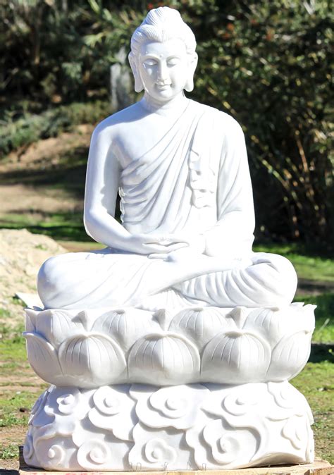 SOLD Large White Marble Dhyana Mudra Meditating Gandhara Garden Buddha