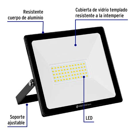 Ficha Tecnica Reflector ultra delgado LED 50 W luz cálida Volteck Basic