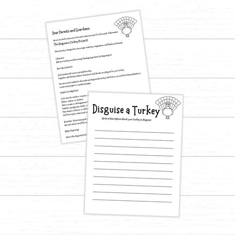 Disguise a Turkey Project, Turkey in Disguise, Printable Disguise a ...