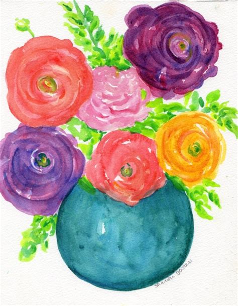 Reserved Ranunculus Watercolors Paintings Original By