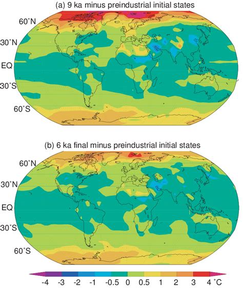 Simulated Annual Mean Surface Temperature Anomalies In C A Ka